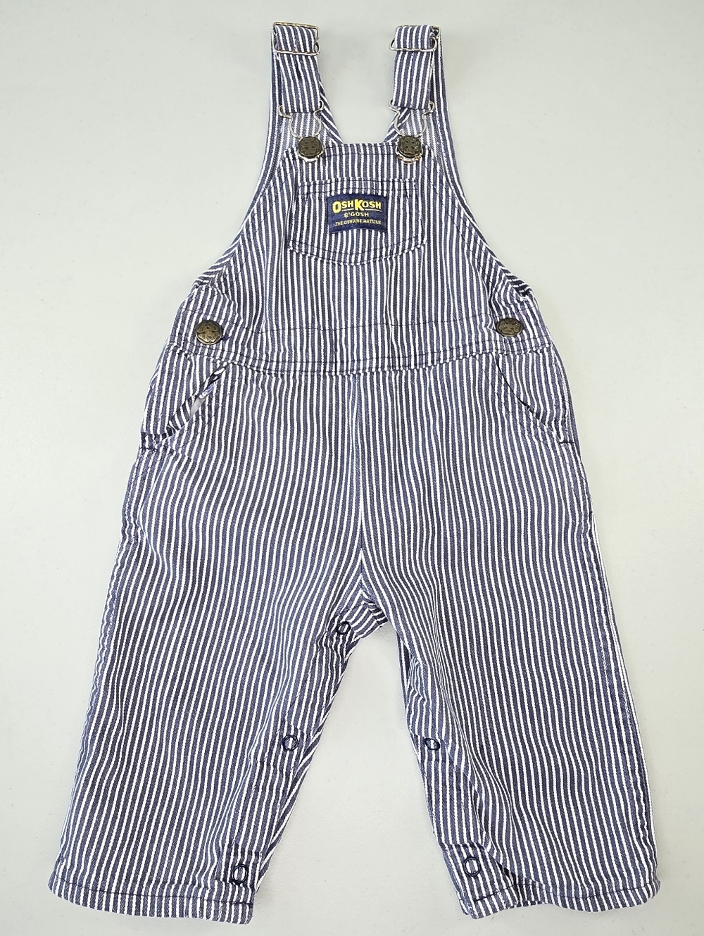 Vintage OshKosh B'Gosh VestBak Hickory Stripe Denim Overalls Size 24 Months